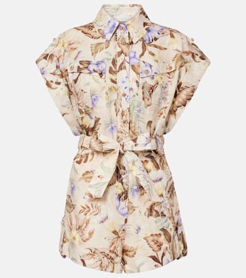 Combi-short en lin à fleurs | Zimmermann