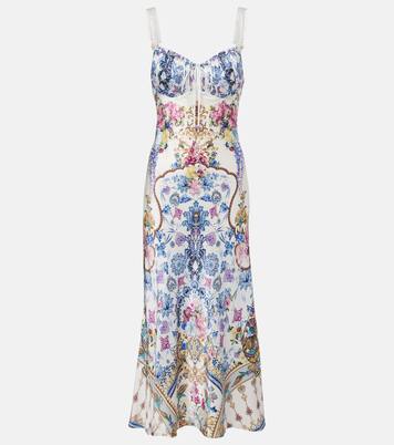 Embellished printed silk satin midi dress | Camilla