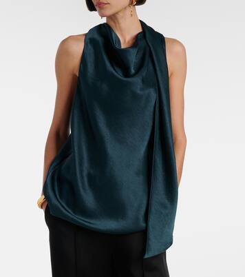 Scarf-detail satin top | Vince