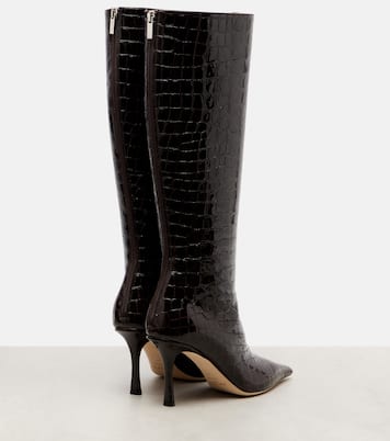 Agathe 85 croc-effect leather knee-high boots | Jimmy Choo