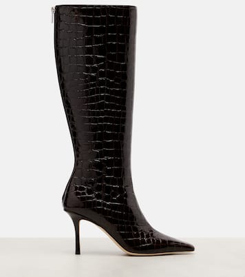 Agathe 85 croc-effect leather knee-high boots | Jimmy Choo