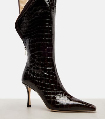 Agathe 85 croc-effect leather knee-high boots | Jimmy Choo