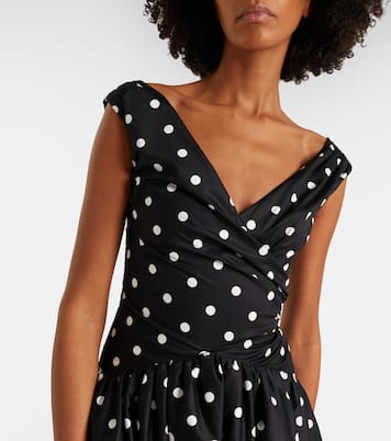 Vestido midi de algodón con lunares | Self-Portrait