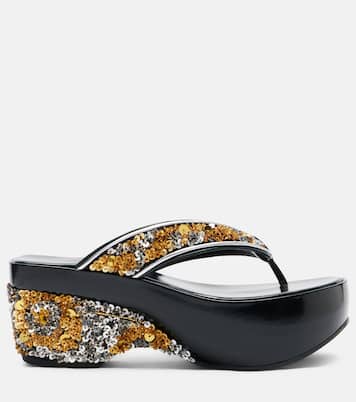 Sequined wedge thong sandals | Dries Van Noten