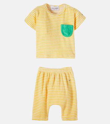 Baby Yellow Stripes cotton-blend T-shirt and pants set | Bobo Choses