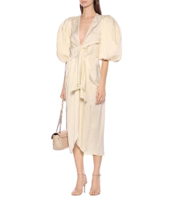 Robe midi Everblooming en jacquard et satin | Johanna Ortiz