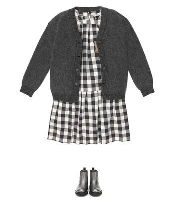 Vestido de algodón a cuadros | Brunello Cucinelli Kids
