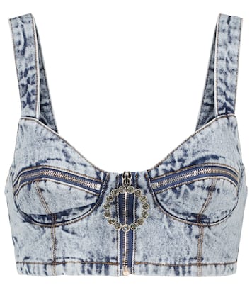 Crystal-embellished denim bustier | Alessandra Rich