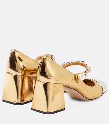 Escarpins en cuir métallisé | Miu Miu