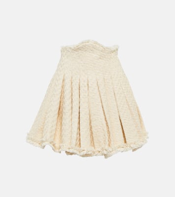 Gonna a pieghe in tweed di misto cotone | Balmain