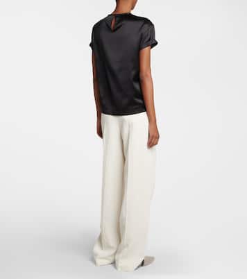 T-shirt in raso di misto seta | Brunello Cucinelli