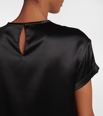 T-shirt in raso di misto seta | Brunello Cucinelli