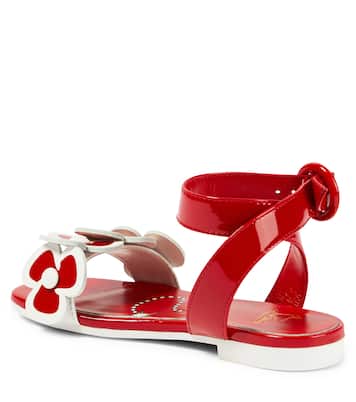 Sandali Pensatoi in vernice con applicazione floreale | Christian Louboutin Kids