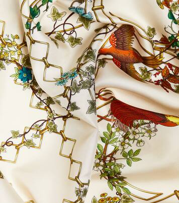 Foulard in twill di seta con stampa | Gucci