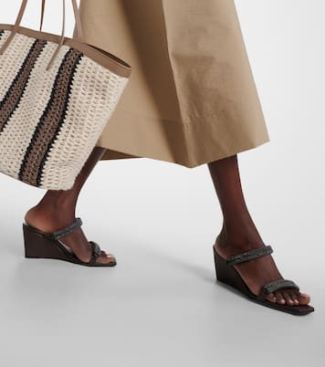 Mules compensées en cuir | Brunello Cucinelli