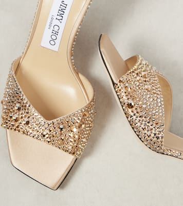 Skye 70 crystal-embellished satin mules | Jimmy Choo