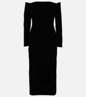 Abito midi in velluto con scollo bardot | Carolina Herrera