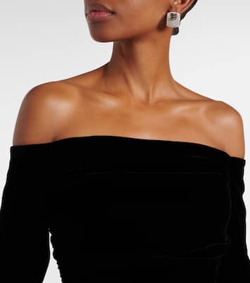 Abito midi in velluto con scollo bardot | Carolina Herrera