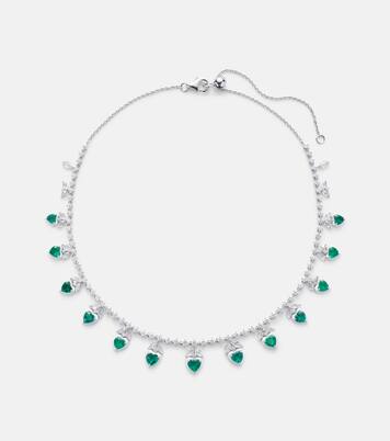 18kt white gold choker with emeralds and diamonds | Kamyen