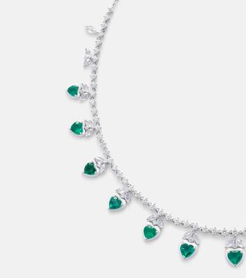 18kt white gold choker with emeralds and diamonds | Kamyen