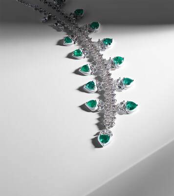 18kt white gold choker with emeralds and diamonds | Kamyen