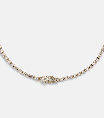 Serpentine 18kt gold necklace with diamonds and garnet | Shay Jewelry