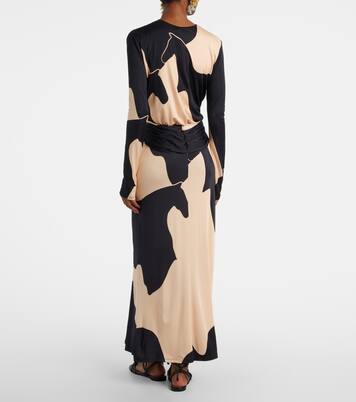 Vestido largo anudado estampado | Johanna Ortiz