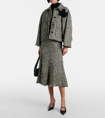 Floral-appliqué tweed jacket | Erdem