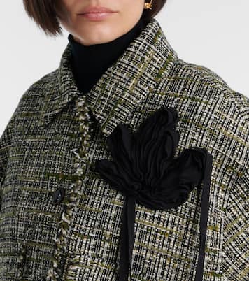 Floral-appliqué tweed jacket | Erdem