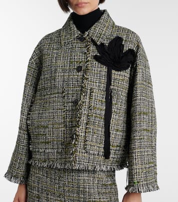Floral-appliqué tweed jacket | Erdem