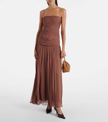 Dalton gathered ruched maxi dress | Staud
