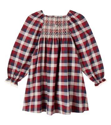 Bella checked smocked cotton dress | Wheat