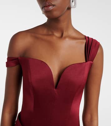Draped crêpe satin bustier gown | Alex Perry