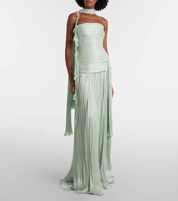 Vestido de fiesta fruncido con peplum | Marmar Halim