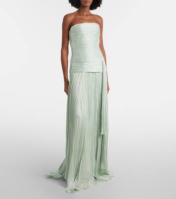 Vestido de fiesta fruncido con peplum | Marmar Halim