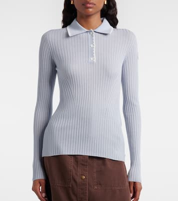 Ribbed-knit virgin wool polo sweater | Moncler