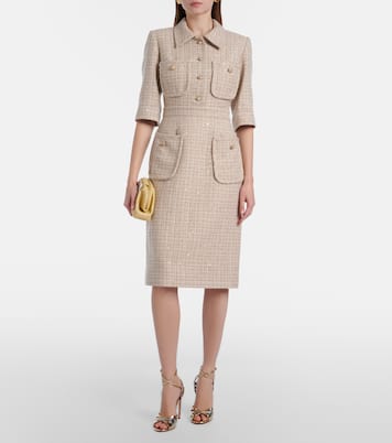 Robe midi en tweed à sequins | Elie Saab