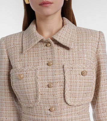 Robe midi en tweed à sequins | Elie Saab