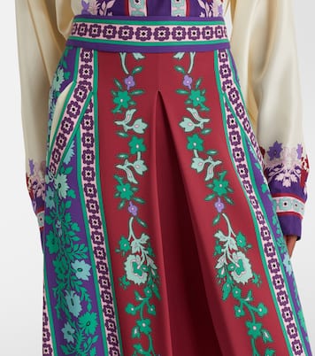 Santa Monica印花缎布中长半身裙 | La DoubleJ