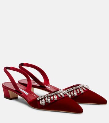 Bequila 30 embellished velvet slingback pumps | Manolo Blahnik