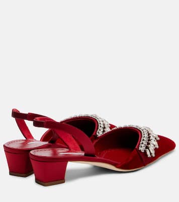 Bequila 30 embellished velvet slingback pumps | Manolo Blahnik