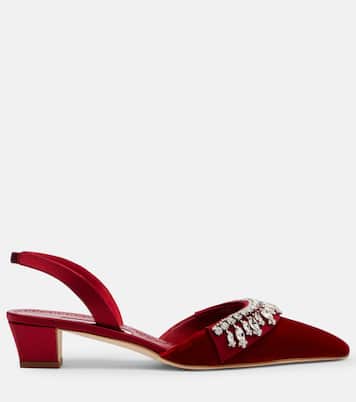 Bequila 30 embellished velvet slingback pumps | Manolo Blahnik