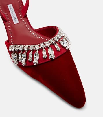 Bequila 30 embellished velvet slingback pumps | Manolo Blahnik