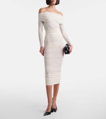 Draped semi-sheer off-shoulder top | Wolford