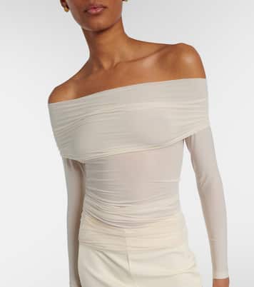 Draped semi-sheer off-shoulder top | Wolford
