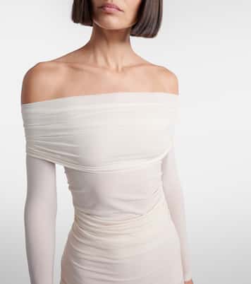 Draped semi-sheer off-shoulder top | Wolford