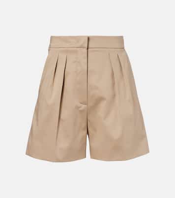 Tabacco pleated cotton-blend shorts | Max Mara