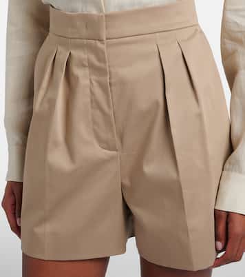 Tabacco pleated cotton-blend shorts | Max Mara