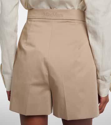 Tabacco pleated cotton-blend shorts | Max Mara