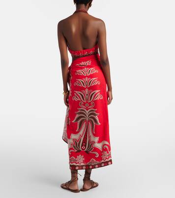 Ainika Garden linen-blend beach cover-up | Farm Rio